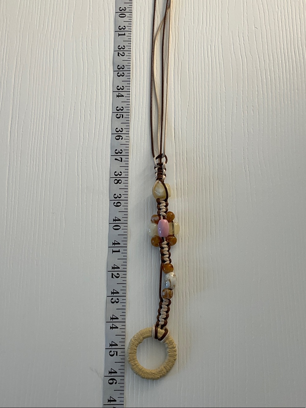 Brown Beaded Waist Belt with Cream Ring - Picture 7 of 8